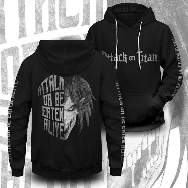 Attack On Titan Attack Or Be Eaten Alive 2k573 Lover Gift ,attack On Titan All Over Print 3d Hoodie