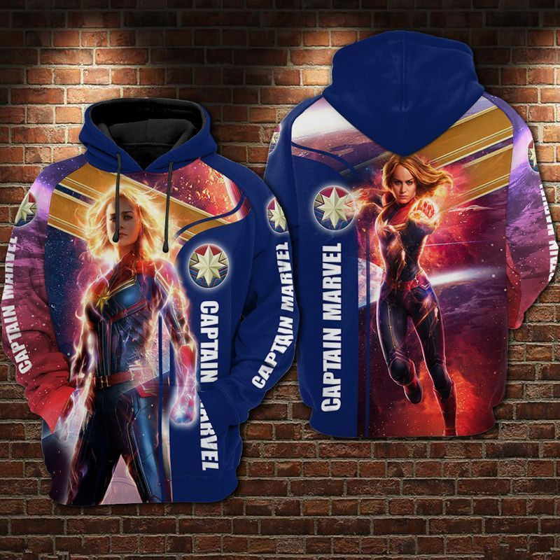Captain Marvel Avengers, Marvel Over Print 3d Hoodie Zip Hoodie