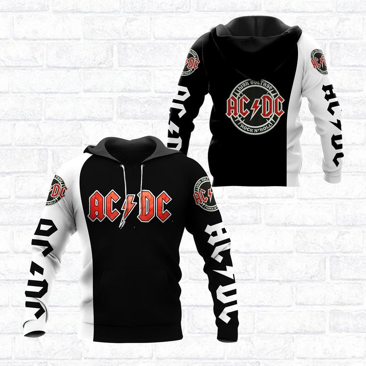 Ac/dc Music Band Fan Gift, Acdc Band High Voltage Black And White All Over Print Hoodie, Zip Hoodie 877