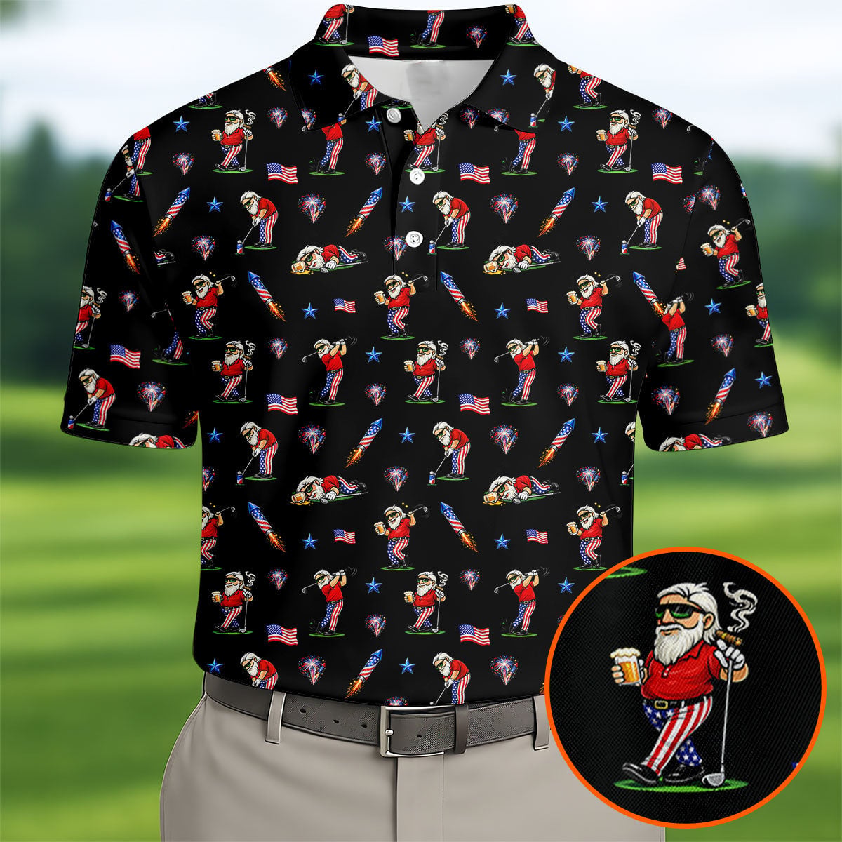 4Th Of July Funny Man Golf And Beer Golf Polo Shirt Patriotic Golf Shirt Gifts For Him